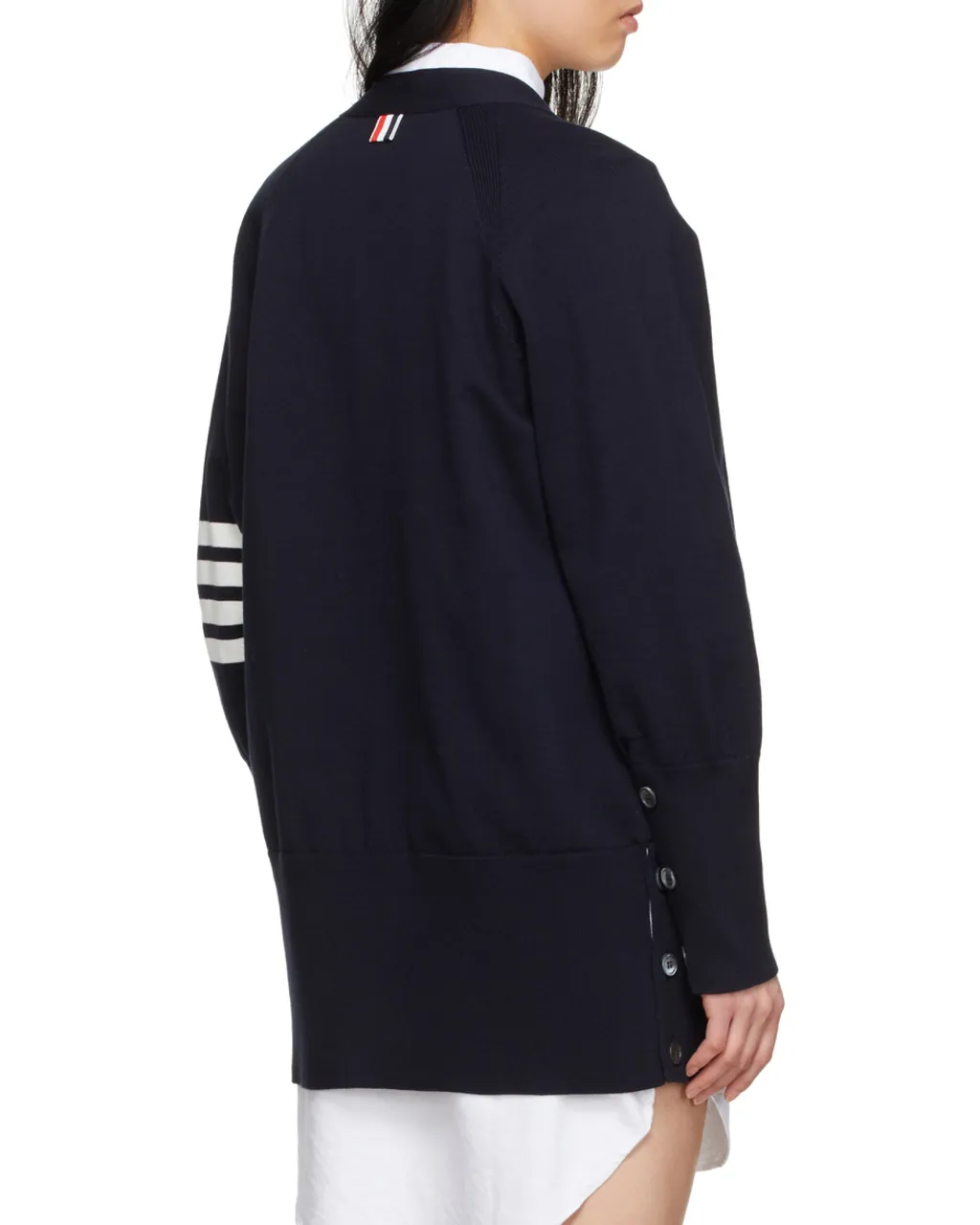 Thom Browne 4-Bar Long Sleeved Knit Cardigan