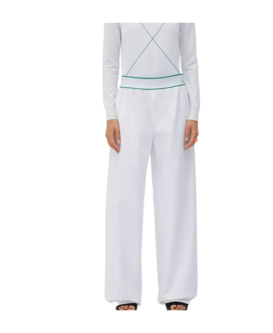 Bottega Veneta Logo Waistband Wide Leg Trousers