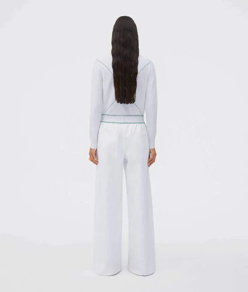Bottega Veneta Logo Waistband Wide Leg Trousers