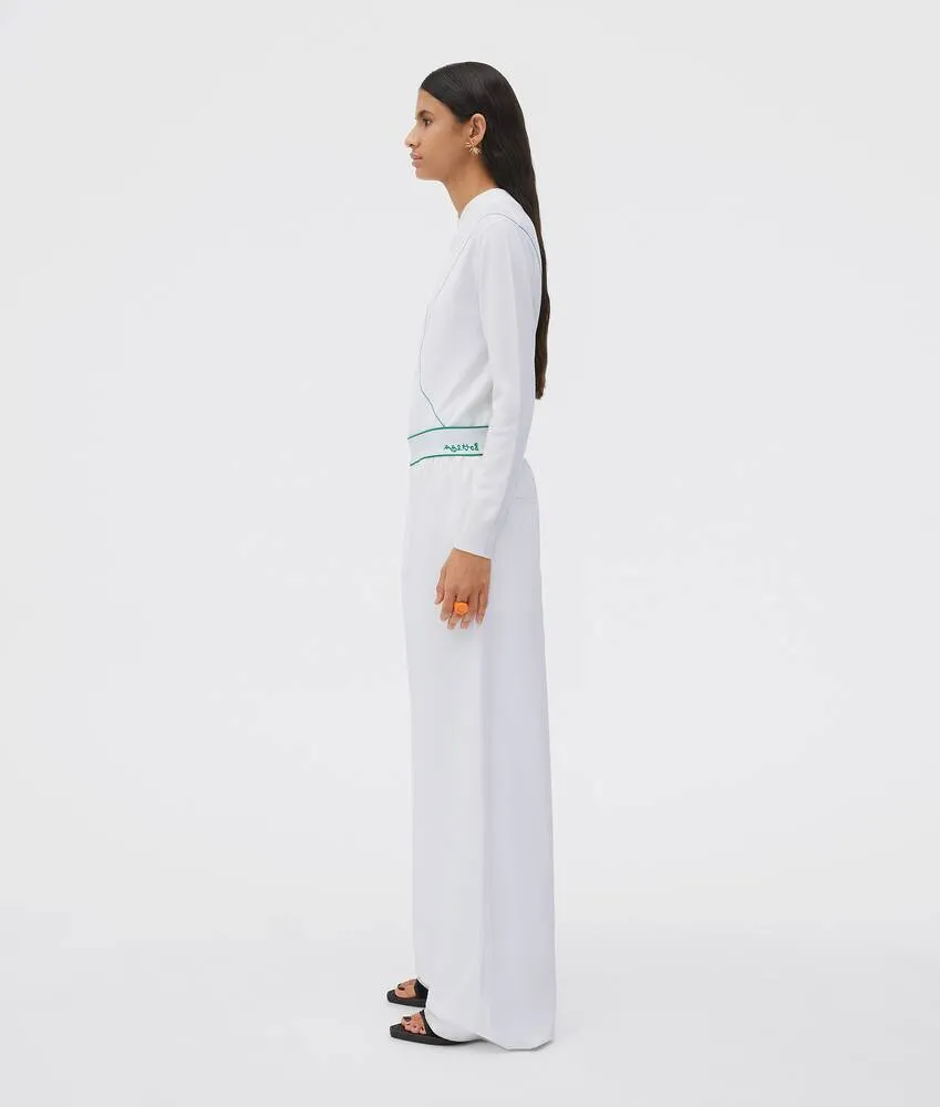 Bottega Veneta Logo Waistband Wide Leg Trousers