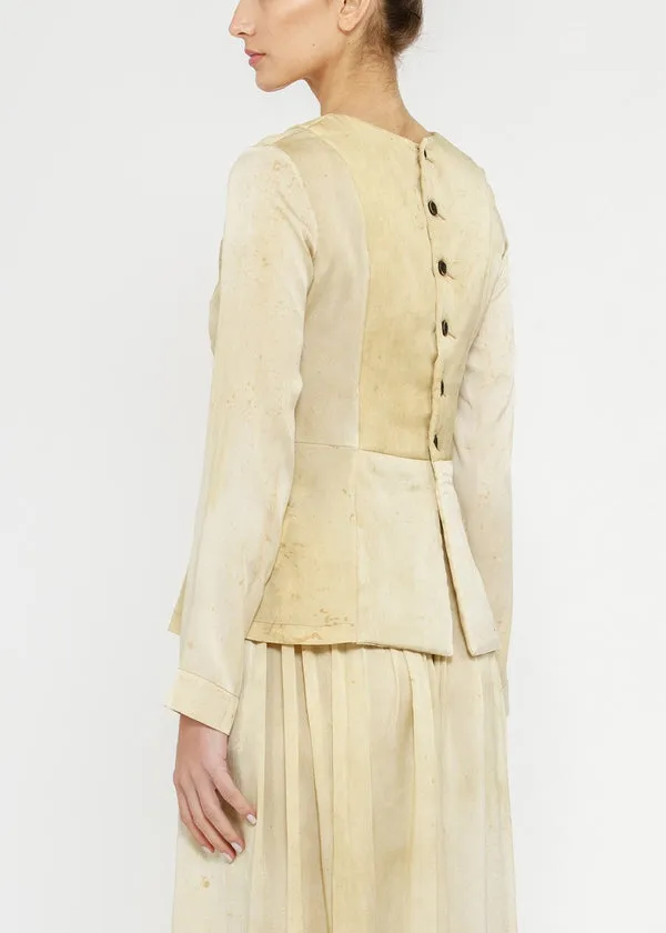 Button-Down Round Neck Blouse