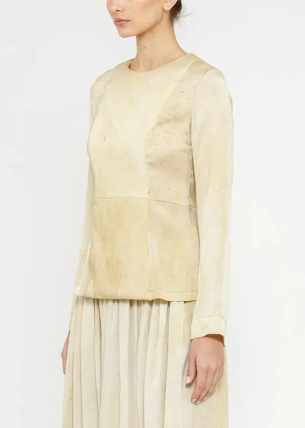 Button-Down Round Neck Blouse