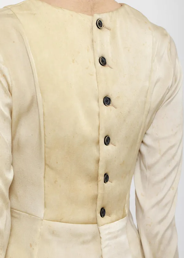 Button-Down Round Neck Blouse