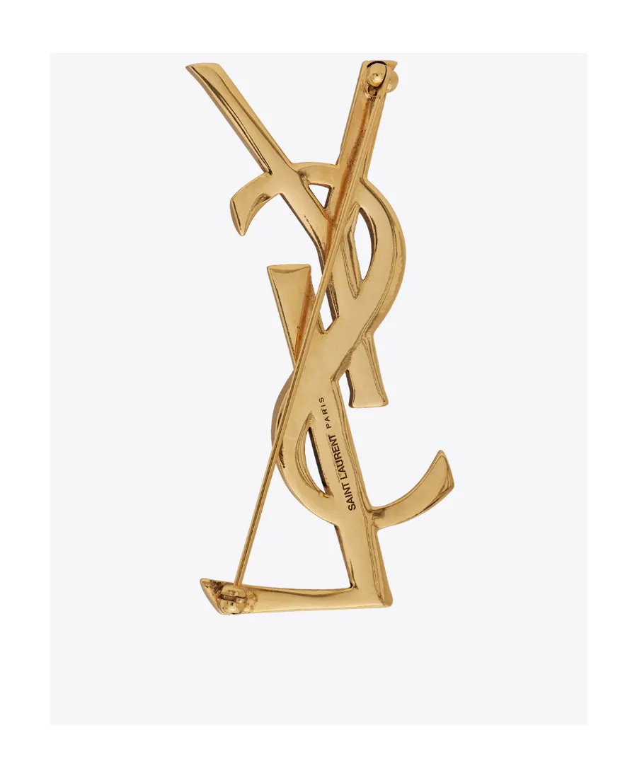Saint Laurent Logo Plaque Brooch