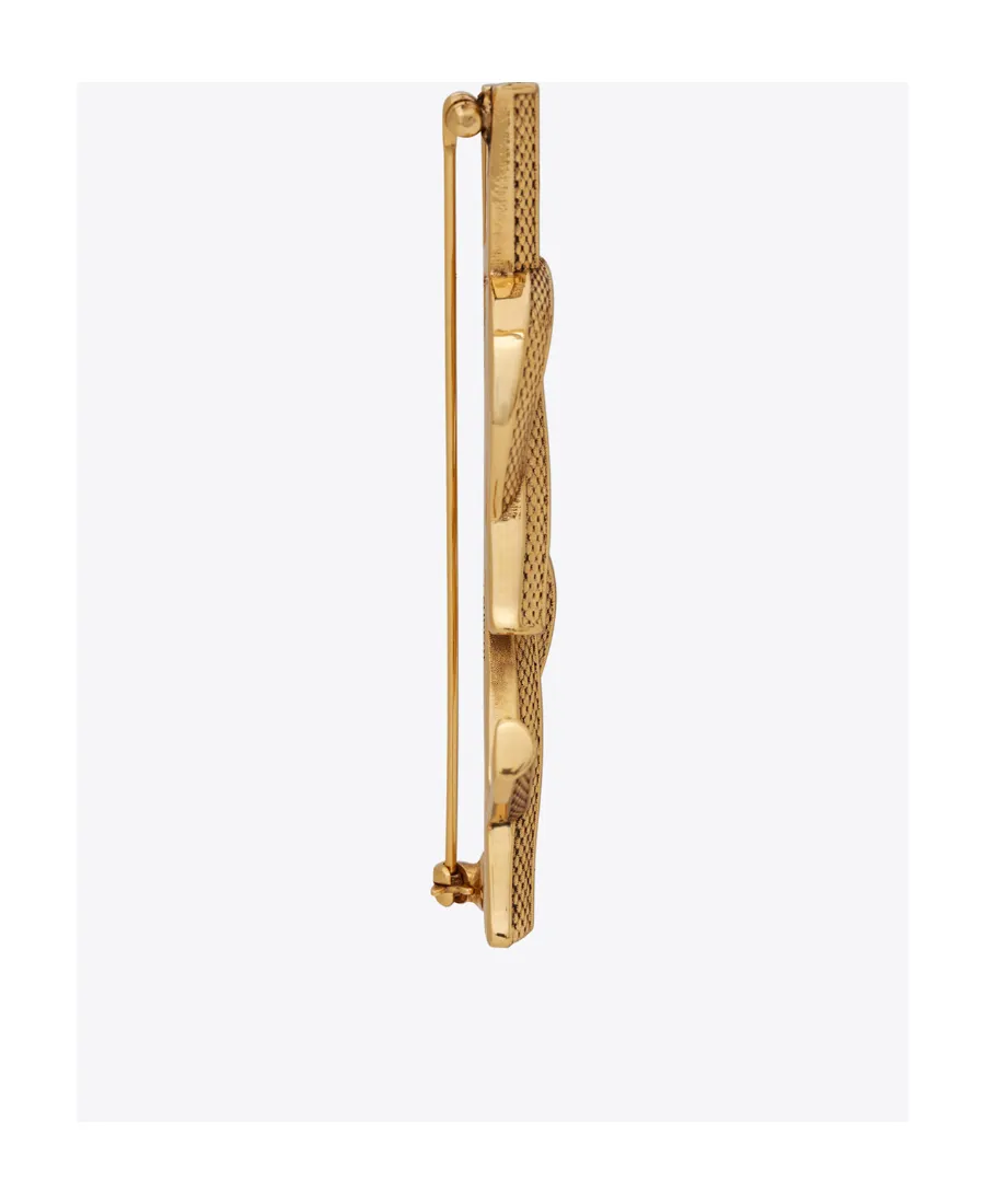 Saint Laurent Logo Plaque Brooch