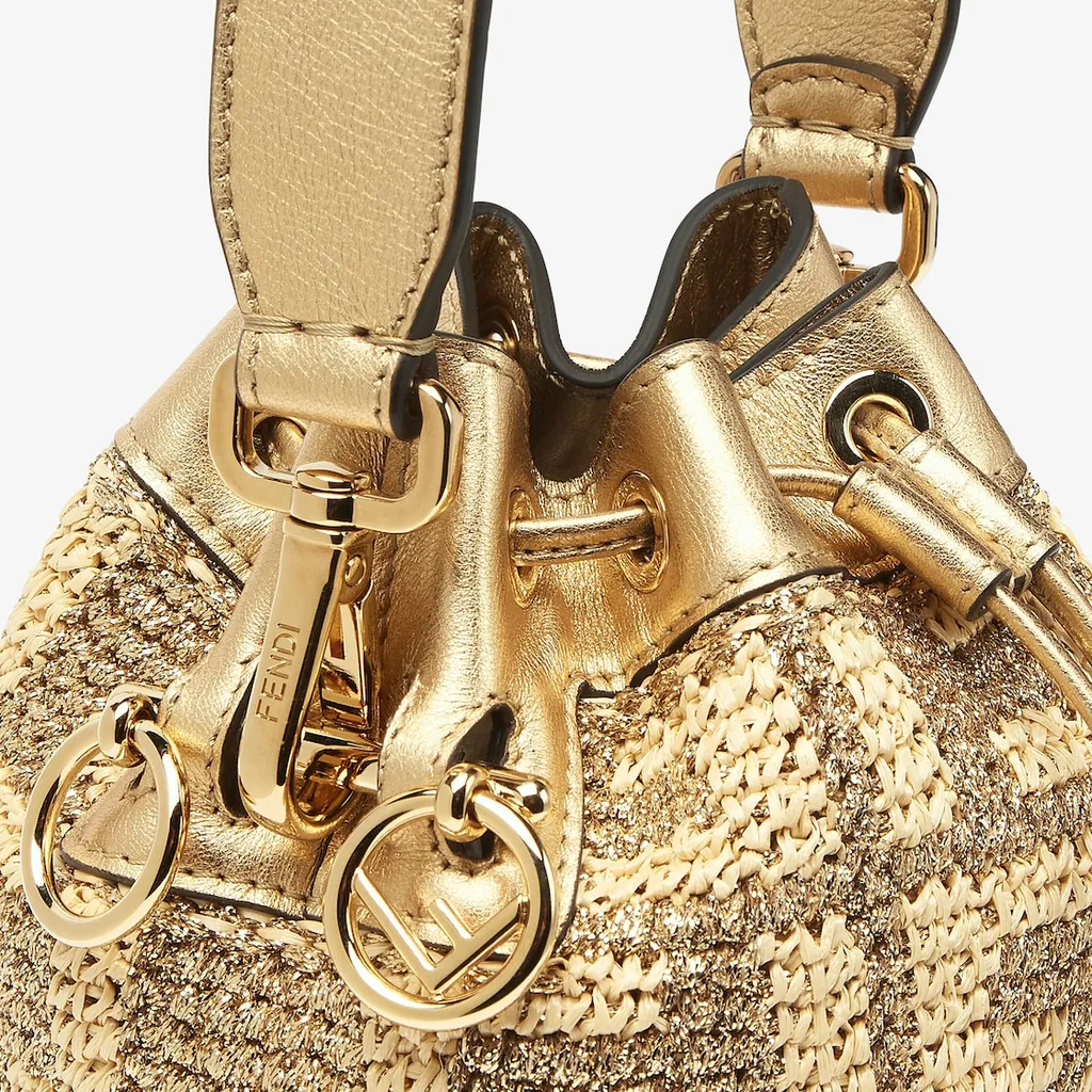 Beige And Gold Raffia Mini Bag