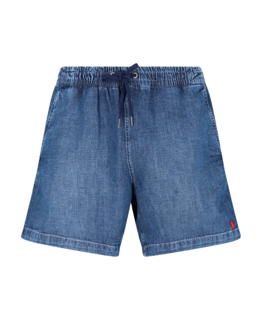 Polo Ralph Lauren Logo Embroidered Drawstring Denim Shorts