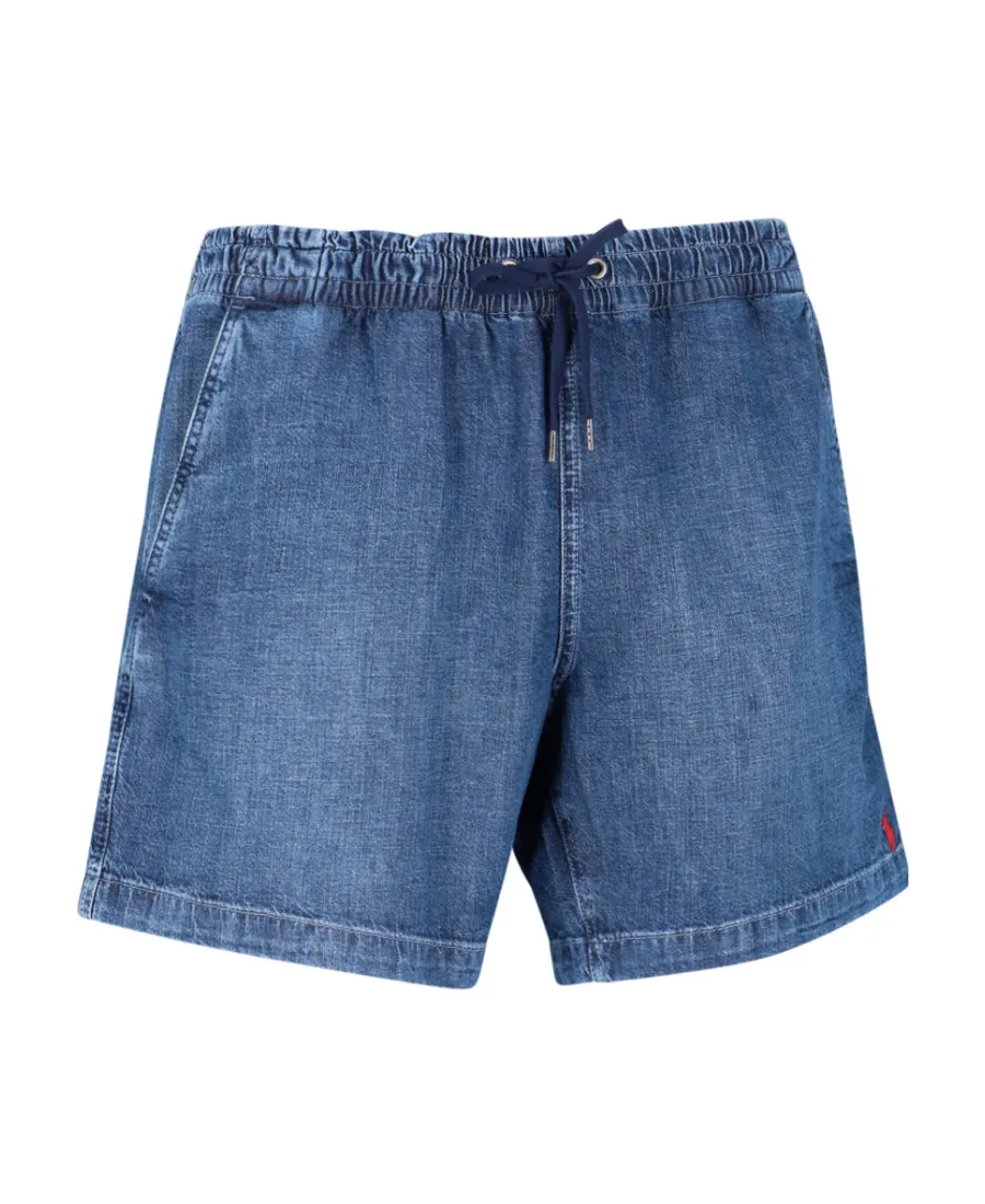 Polo Ralph Lauren Logo Embroidered Drawstring Denim Shorts