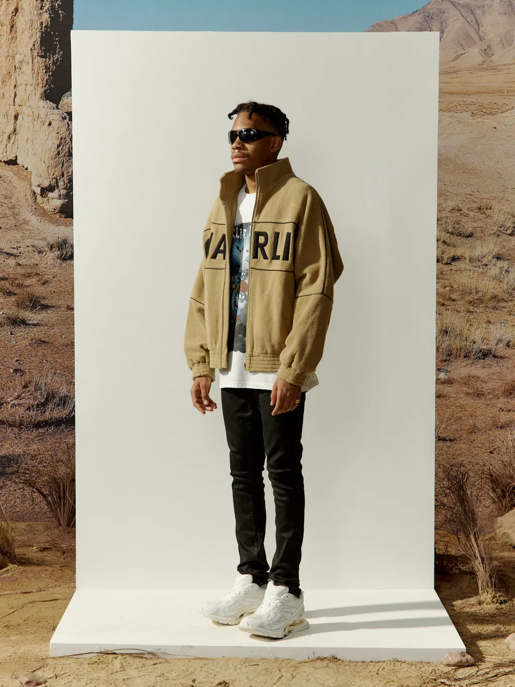 Stand-Collar Logo Casual Jacket
