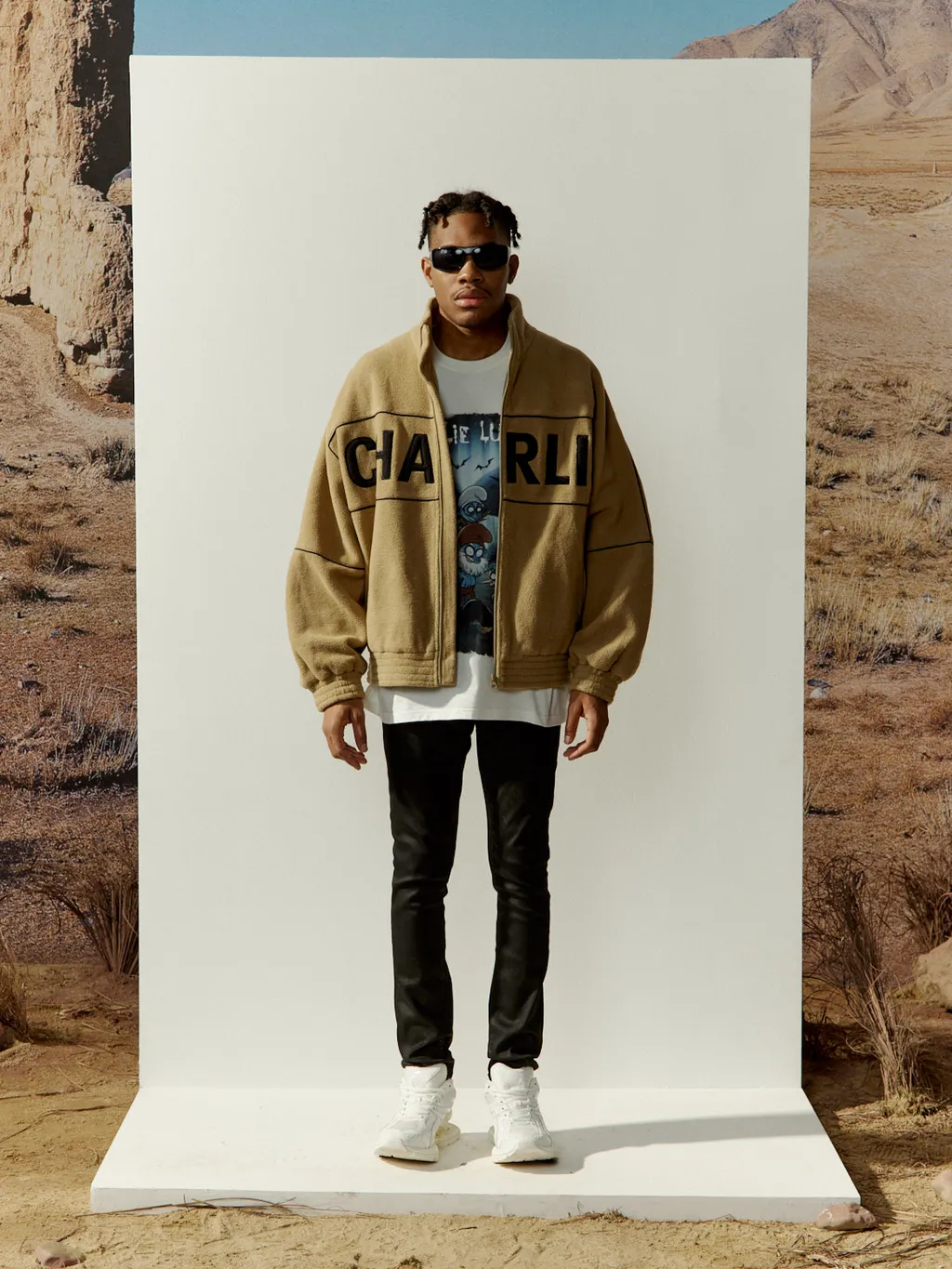 Stand-Collar Logo Casual Jacket