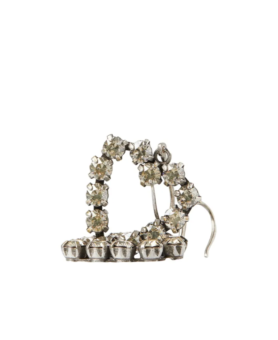 Rhinestone Open Heart Earrings In Metal