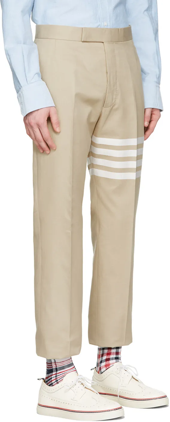 Stripe-Print Cotton Straight-Leg Trousers