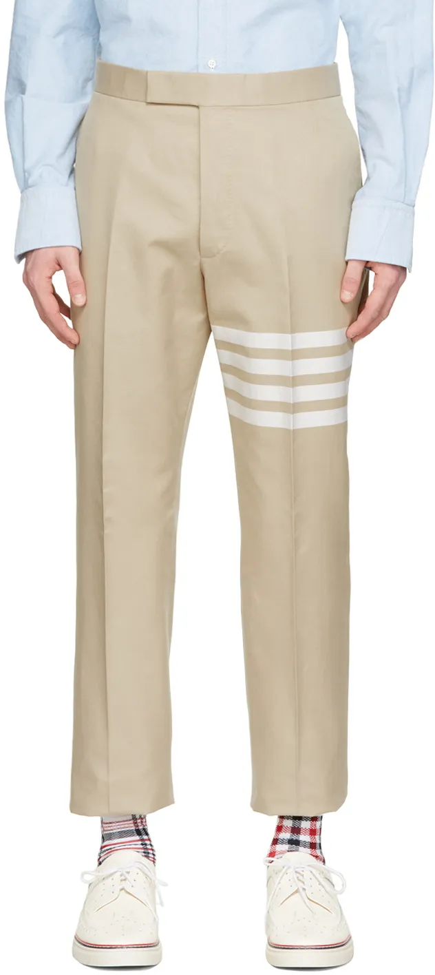Stripe-Print Cotton Straight-Leg Trousers