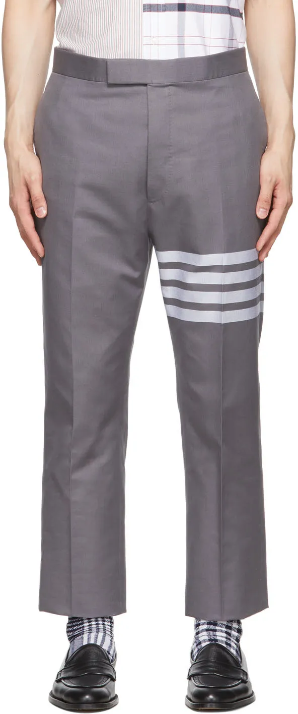 Thom Browne 4-Bar Turn-Up Hem Tailored Trousers