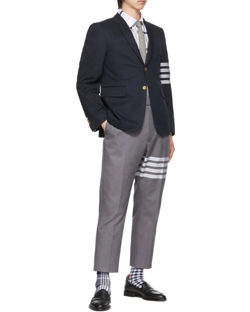 Thom Browne 4-Bar Turn-Up Hem Tailored Trousers