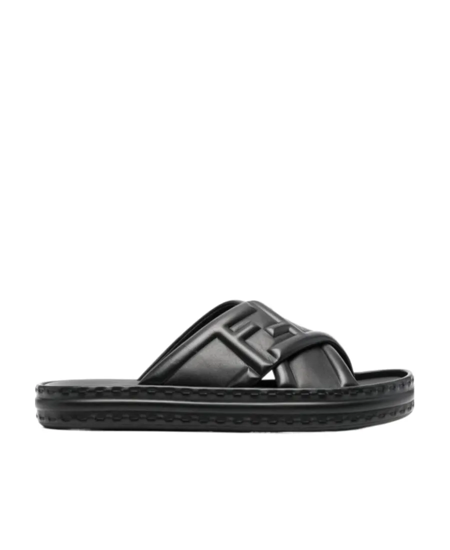 Fendi Logo Embossed Slip-On Sandals