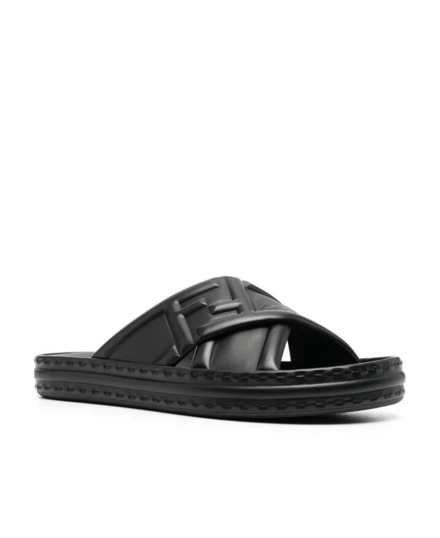 Fendi Logo Embossed Slip-On Sandals