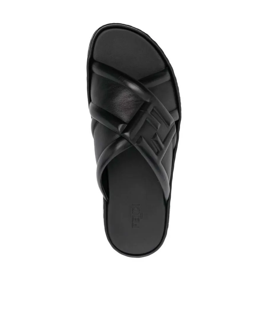 Fendi Logo Embossed Slip-On Sandals