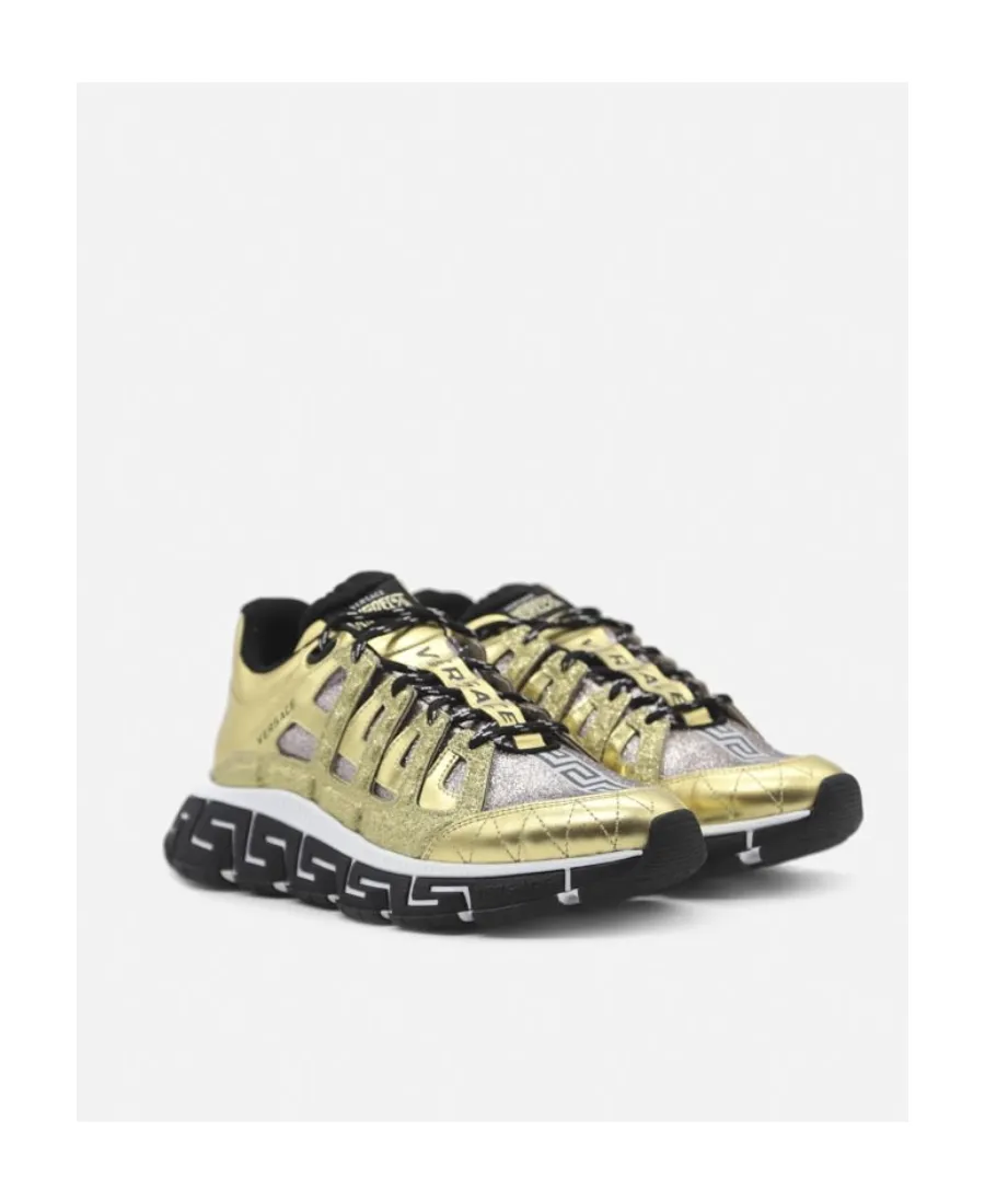 Versace Trigreca Metallic-Effect Sneakers