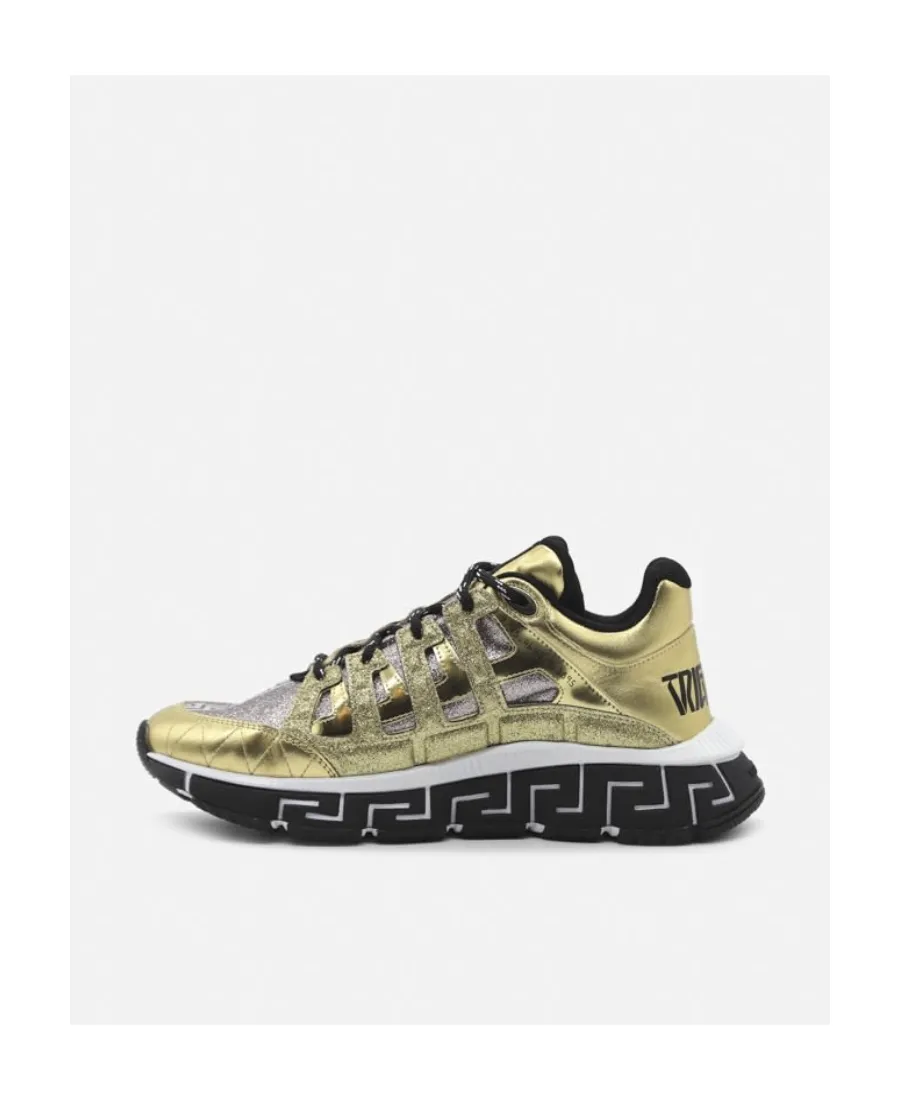Versace Trigreca Metallic-Effect Sneakers