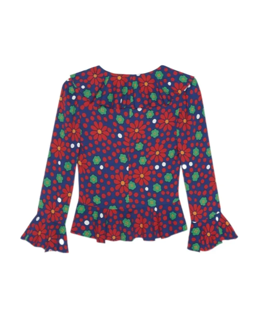 Saint Laurent Ruffled V-Neck Blouse