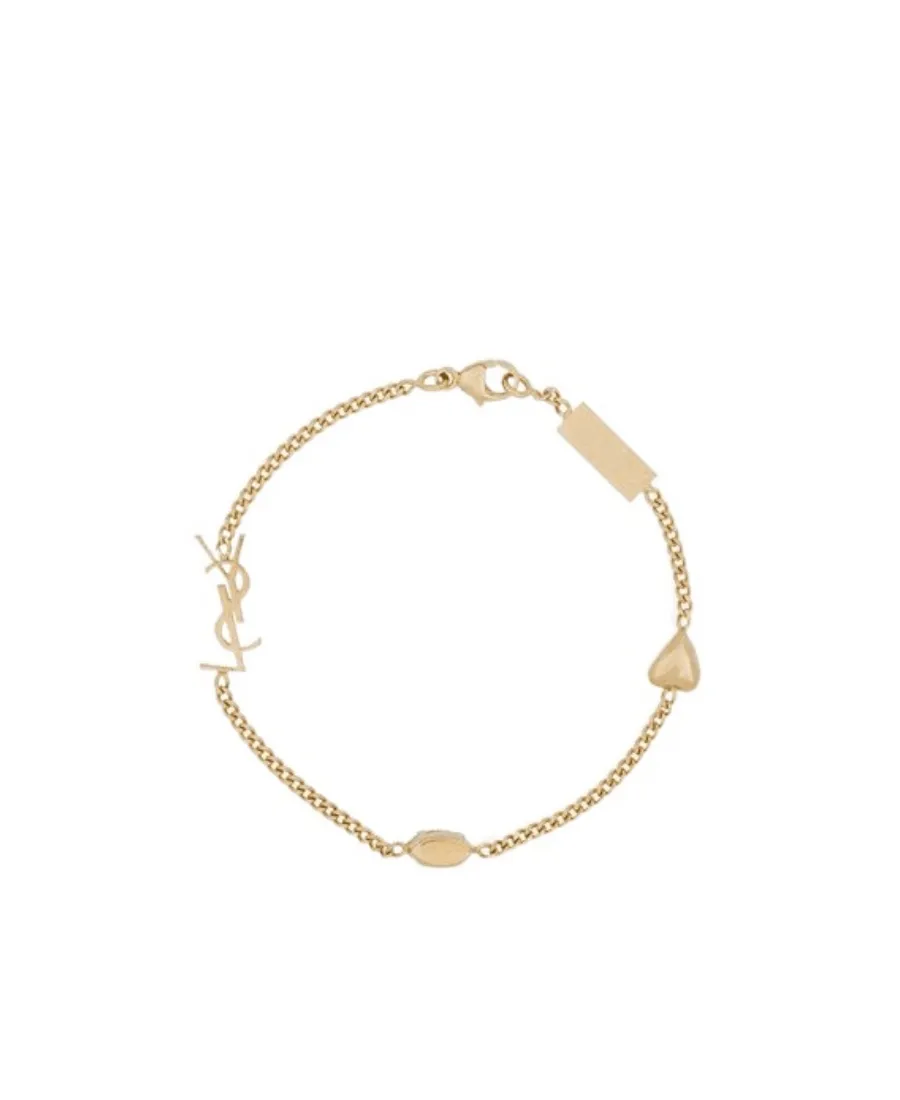 Saint Laurent Cassandre Heart Charm Bracelet