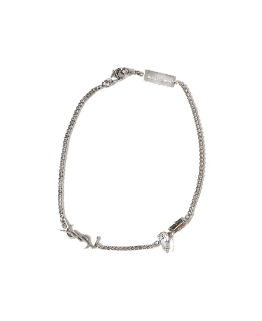 Saint Laurent Cassandre Charm Logo Plaque Bracelet