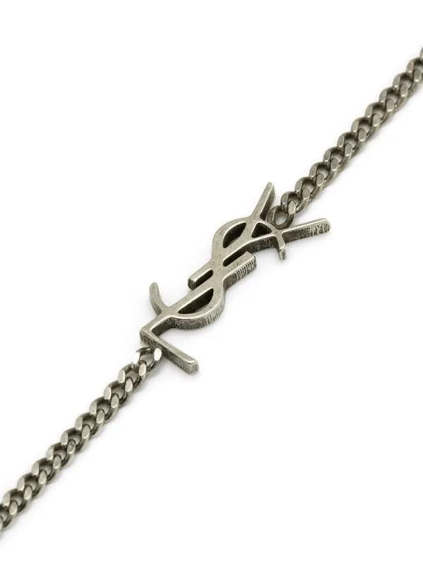 Saint Laurent Cassandre Charm Logo Plaque Bracelet