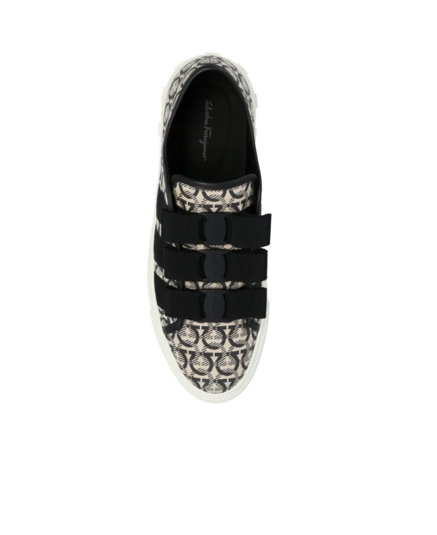 Gancini-Pattern Jacquard Sneakers