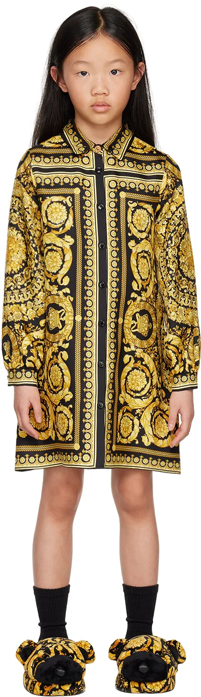 Versace Kids Barocco Printed Long-Sleeved Shirt Dress