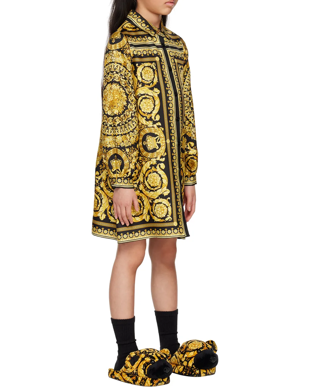 Versace Kids Barocco Printed Long-Sleeved Shirt Dress