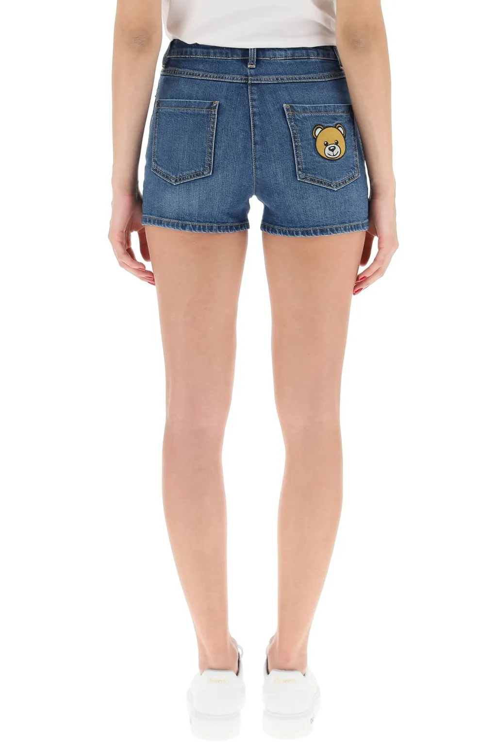 Moschino Teddy Bear Patch Denim Shorts