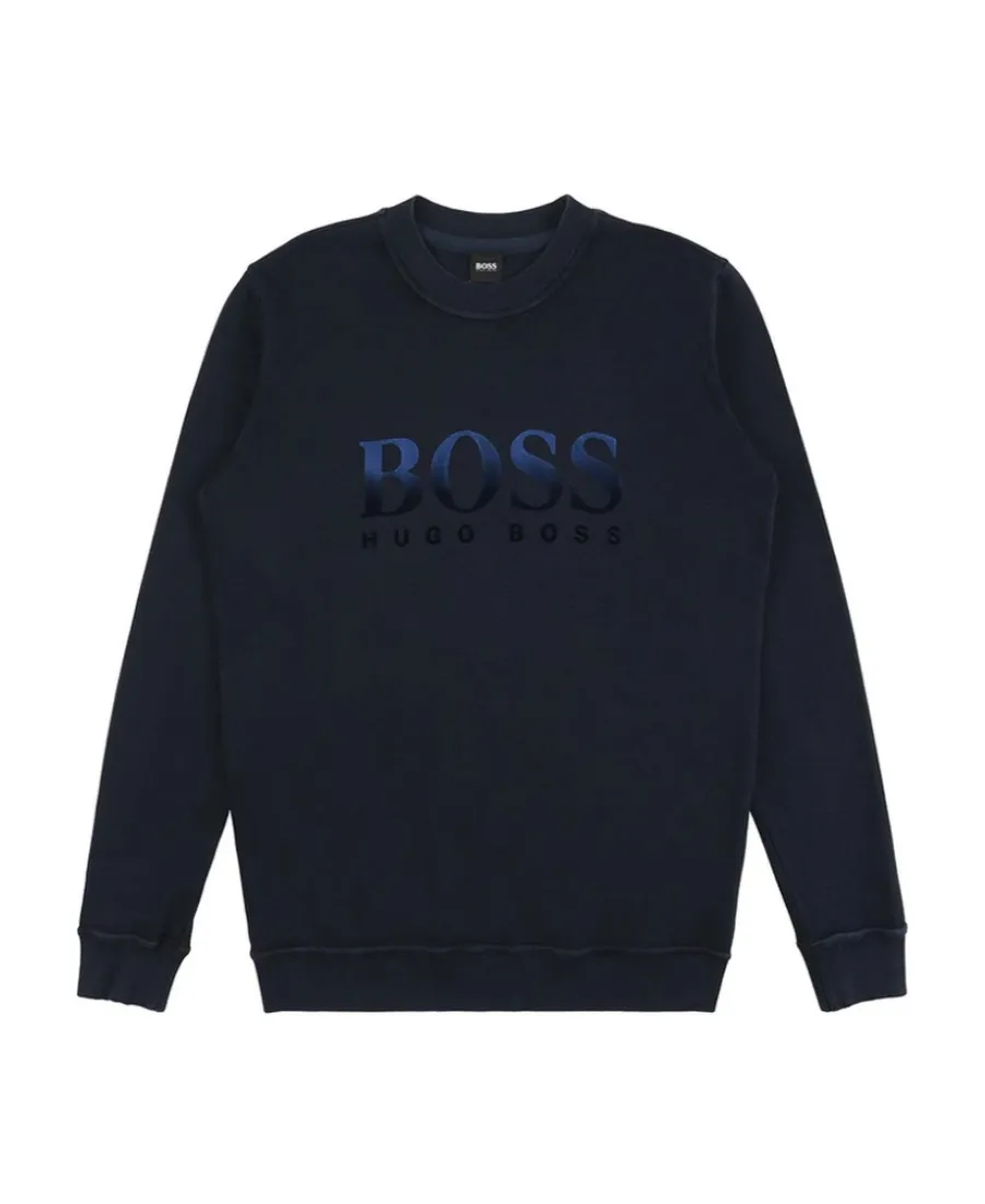 Navy Blue Round Collar Logo Sweater