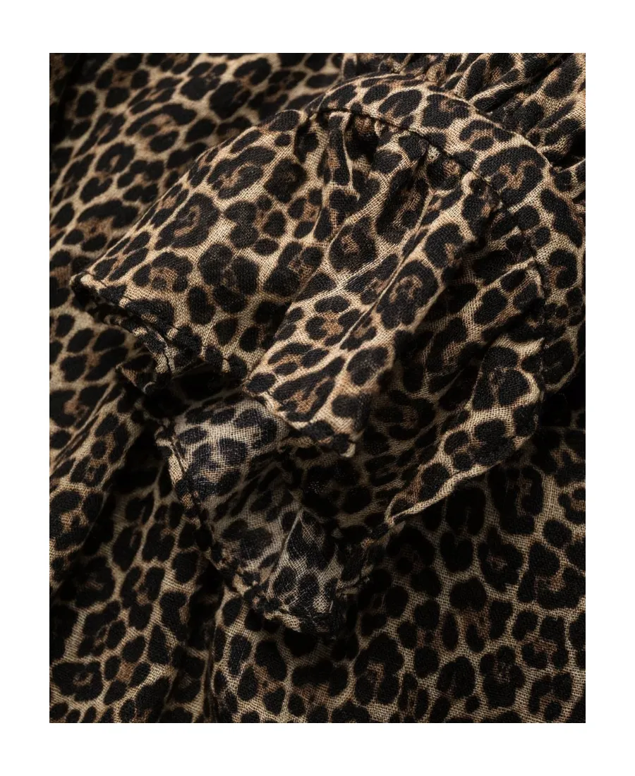 Saint Laurent Leopard Printed Long-Sleeved Dress