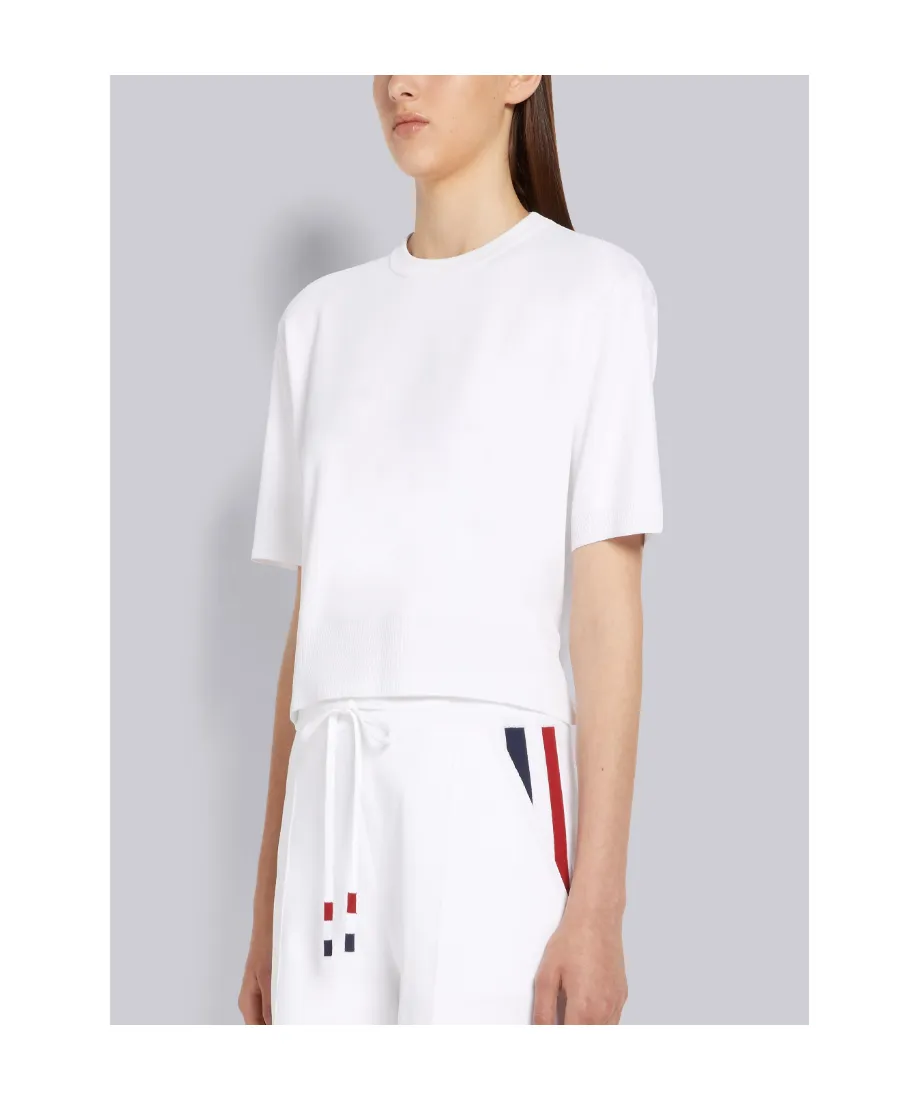 Thom Browne Rwb Intarsia-Knit Crewneck T-Shirt