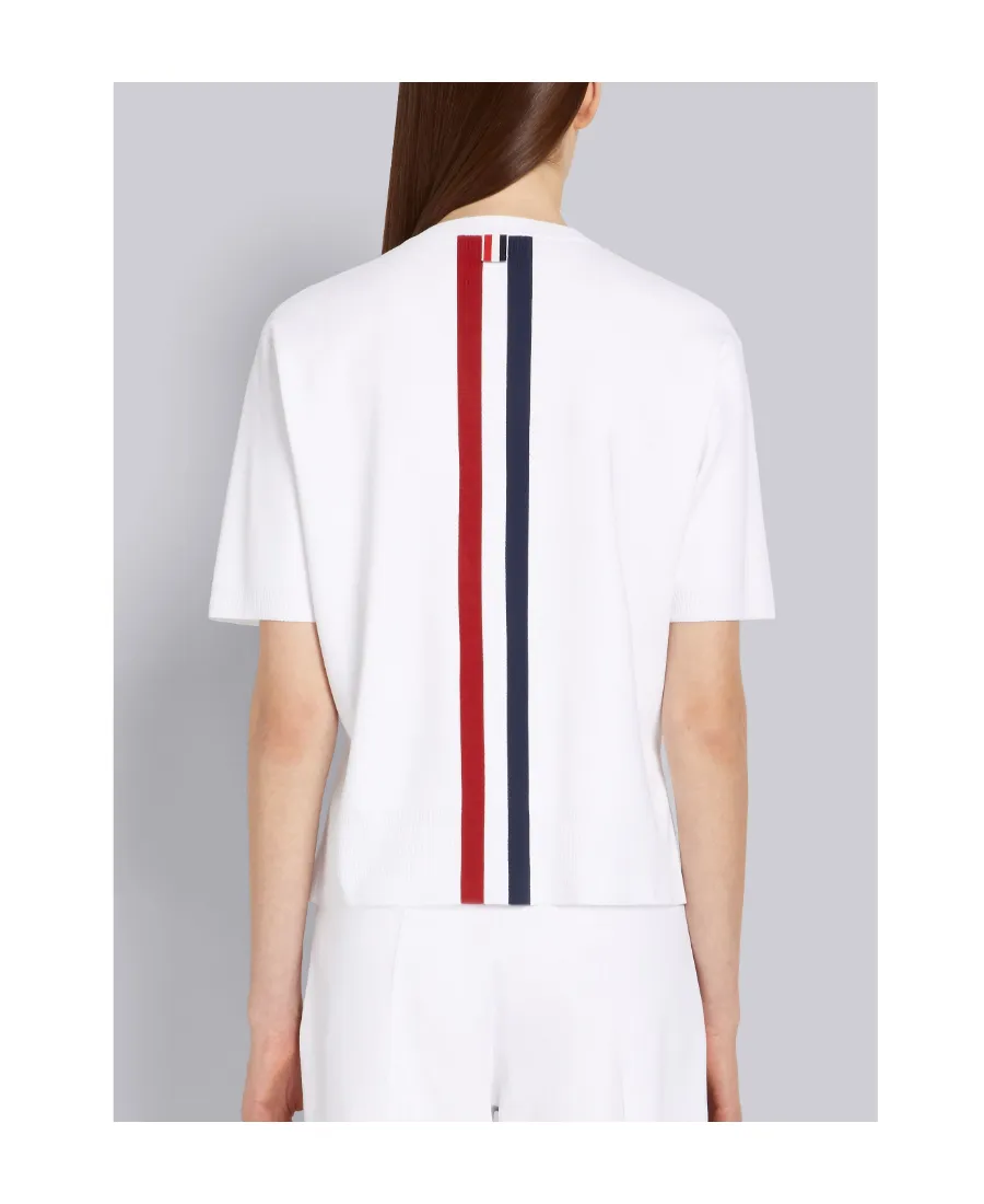 Thom Browne Rwb Intarsia-Knit Crewneck T-Shirt