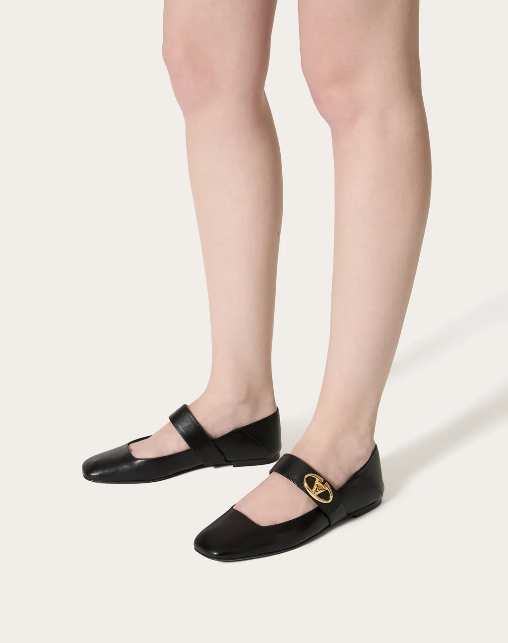 Valentino Vlogo Locker Mary-Jane Square Toe Ballerina Shoes