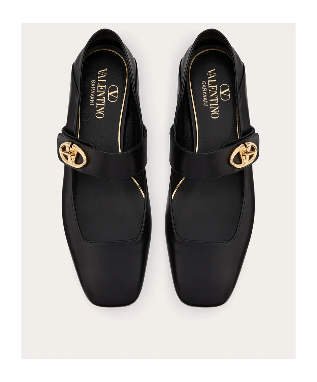 Valentino Vlogo Locker Mary-Jane Square Toe Ballerina Shoes