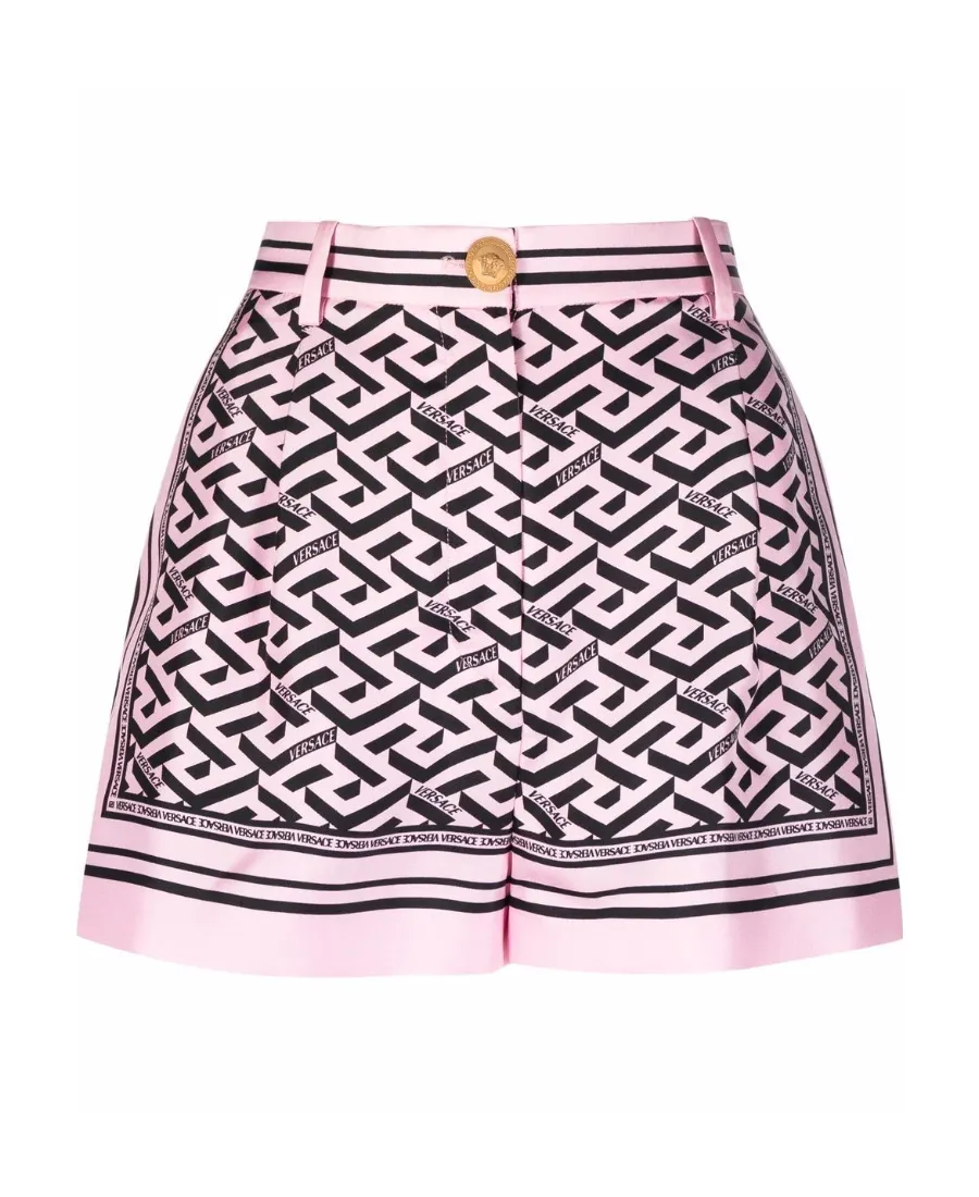 Greca-Print Silk Shorts