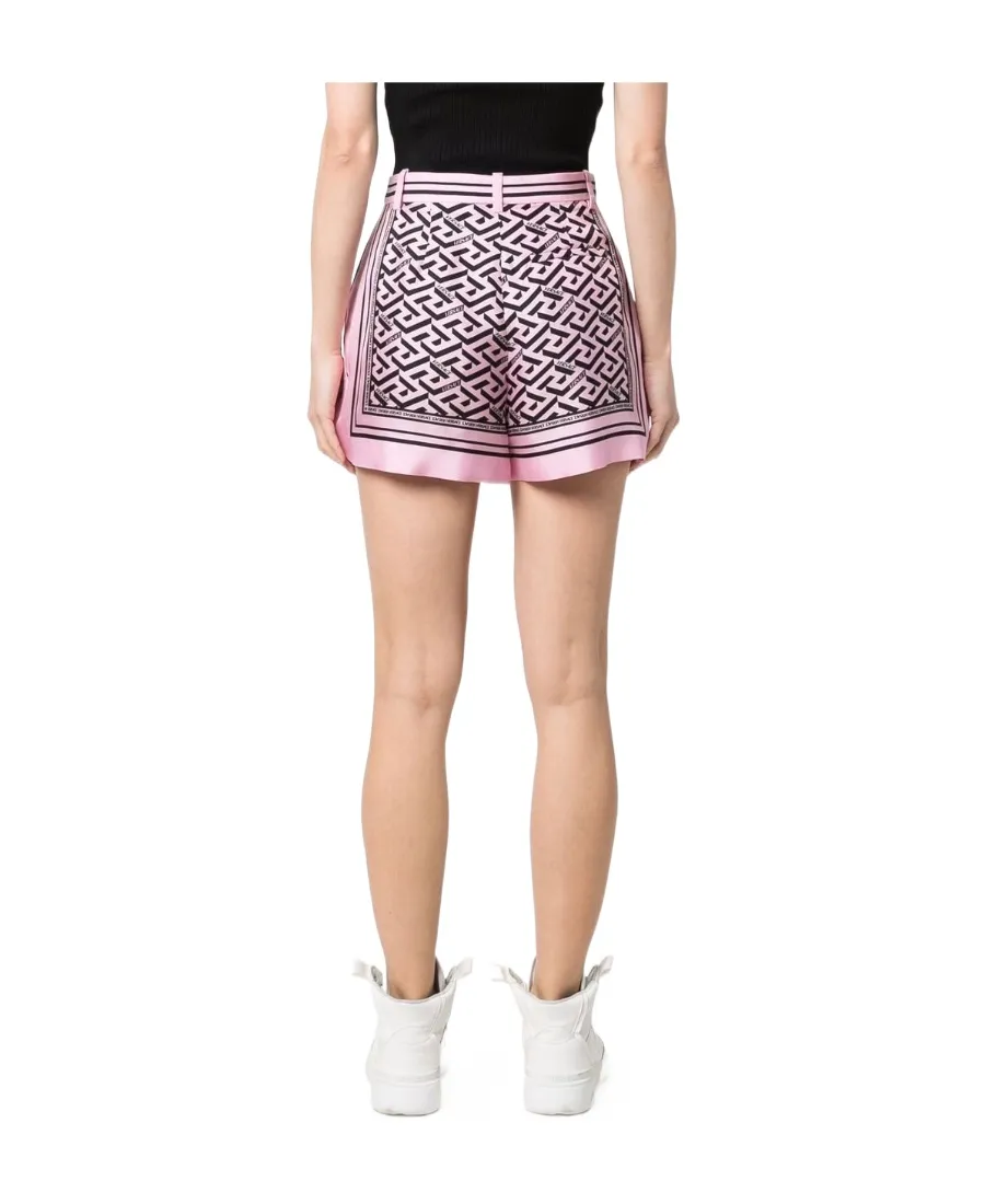 Greca-Print Silk Shorts
