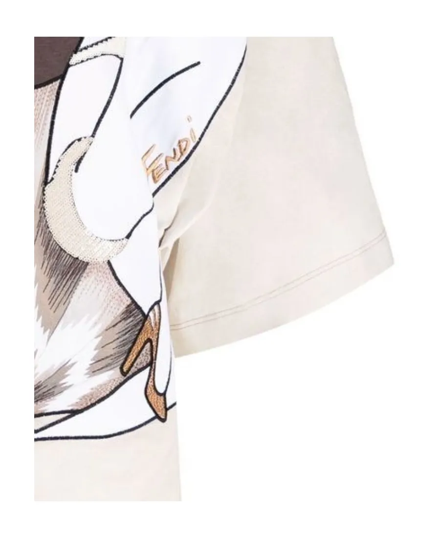 Logo Embroidered Round-Collar T-Shirt