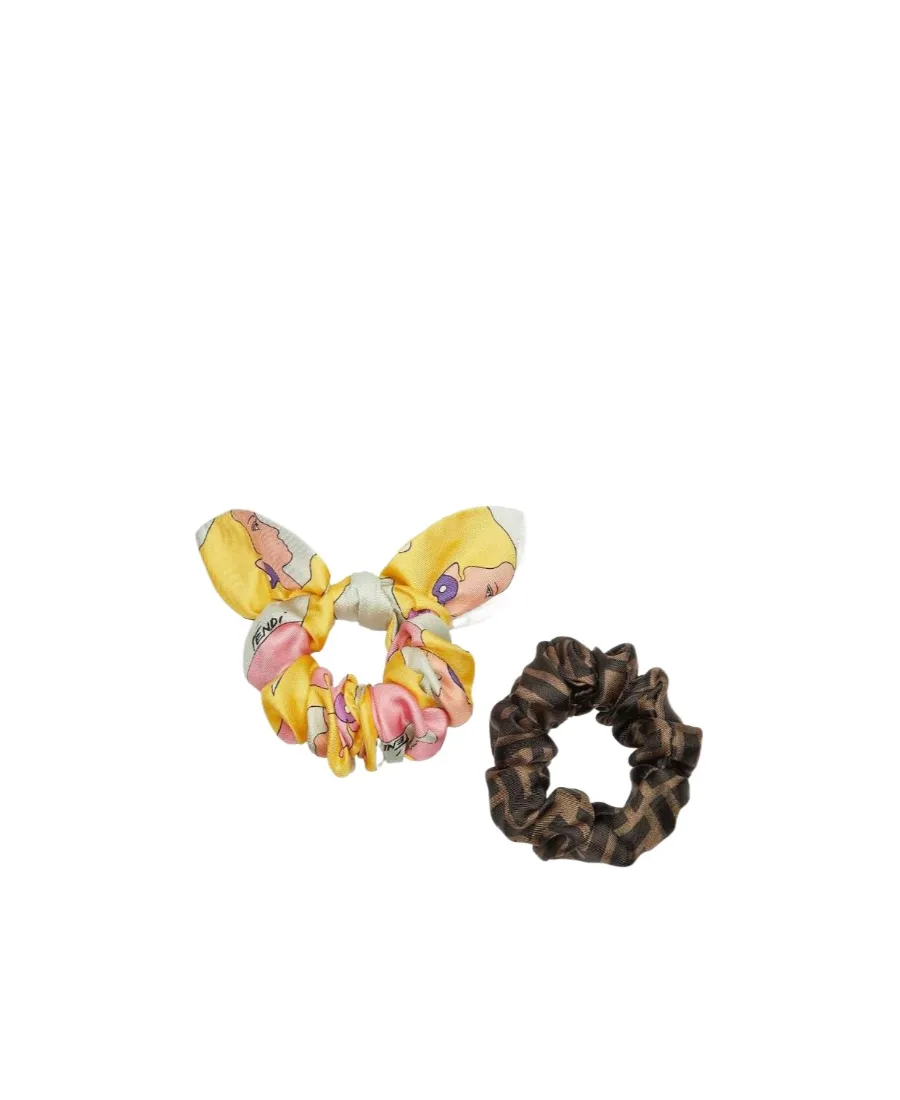 Set Of Two Multicolour Silk Hair Elastics