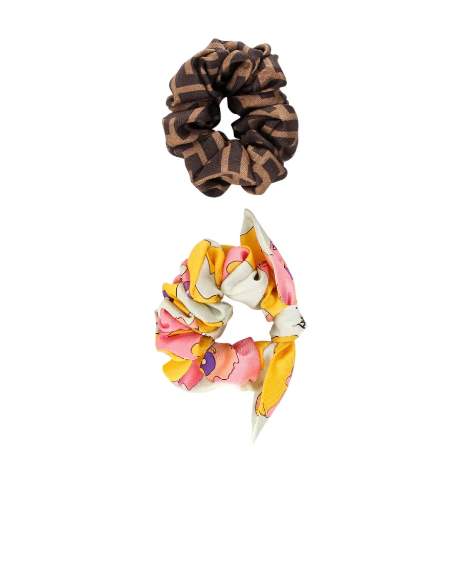 Set Of Two Multicolour Silk Hair Elastics