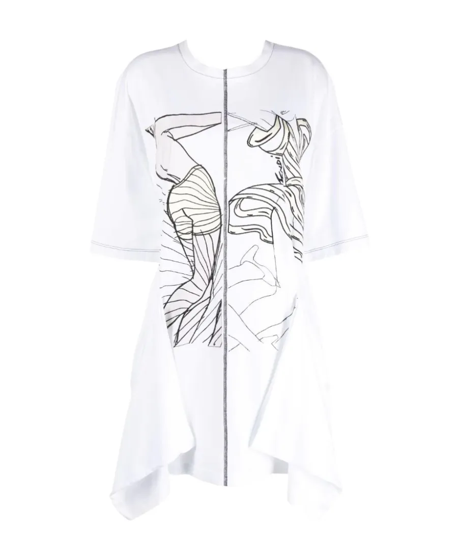 Embroidered Draped Mini Dress