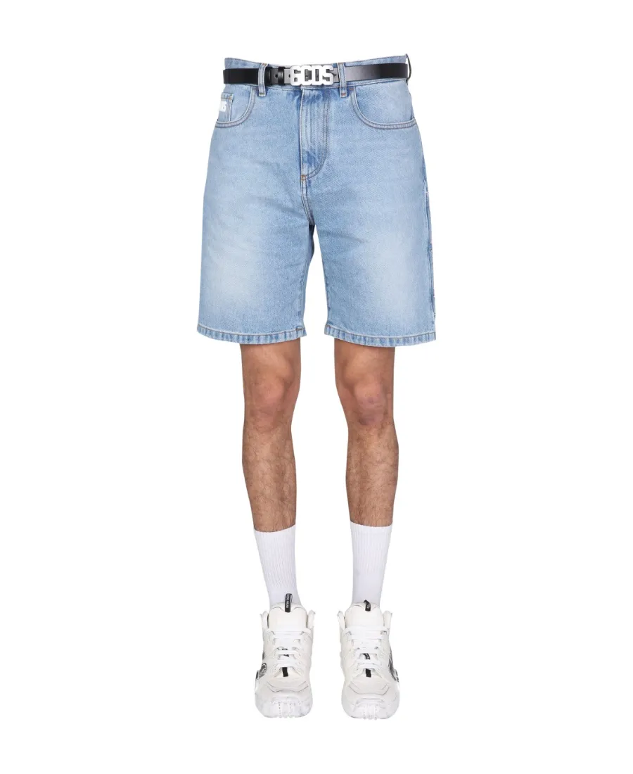 Gcds Logo Patch Denim Shorts