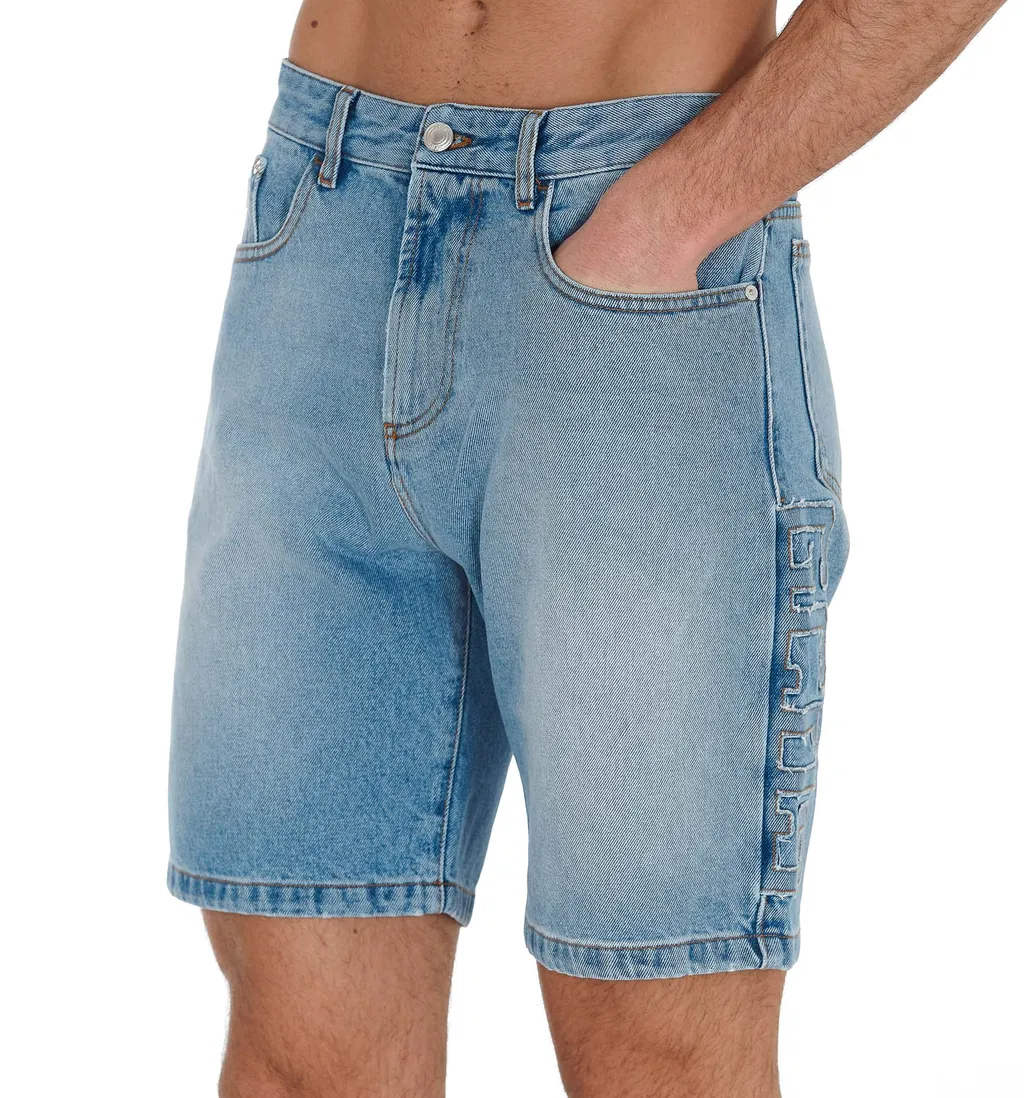 Gcds Logo Patch Denim Shorts