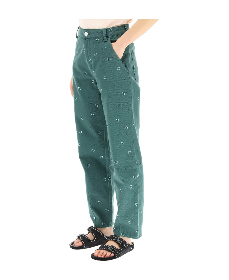 Kenzo Logo Patch Paisley Printed Cropped Trousers