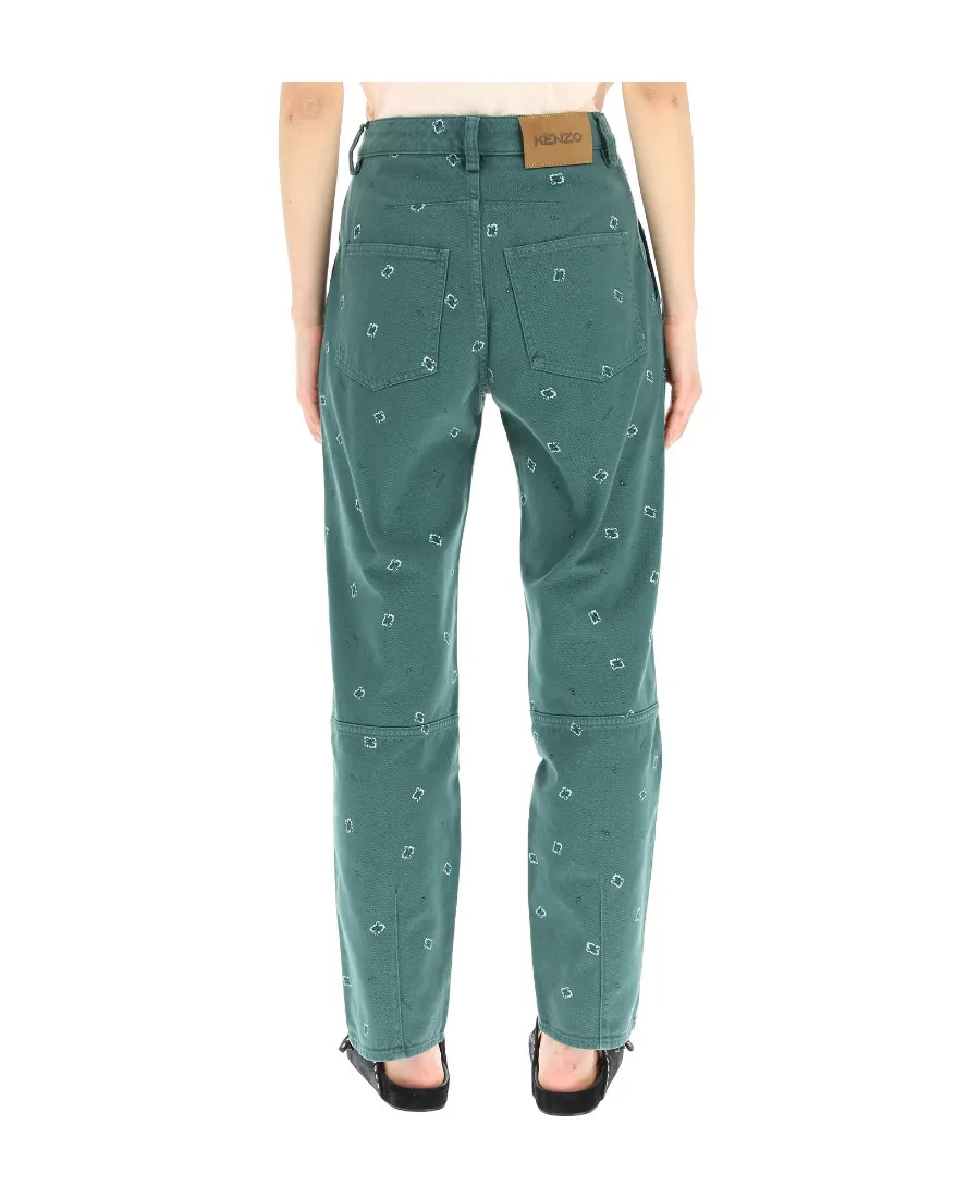 Kenzo Logo Patch Paisley Printed Cropped Trousers