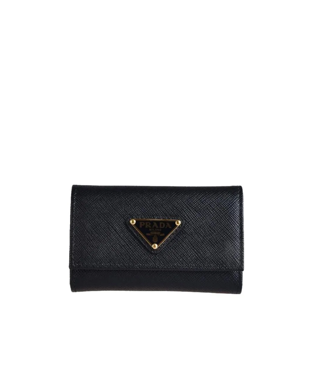 Prada Logo Plaque Tri-Fold Key Case
