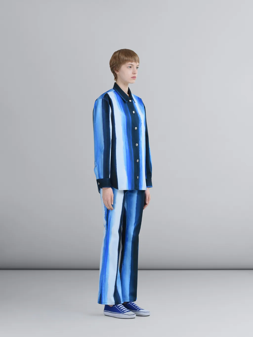 Marni Long Sleeved Striped Buttoned Shirt